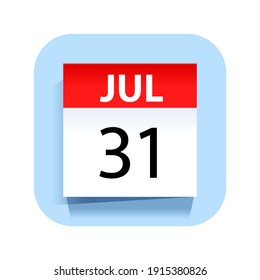 31 de julio. Icono de calendario. Ilustración vectorial.