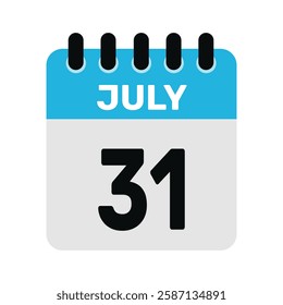 july 31 calendar icon Vector page month design illustration