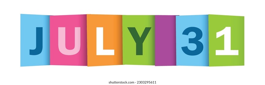 Banner de tipografía de vector colorido de JULIO 31