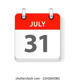 July 31 date visible on a page a day organizer calendar