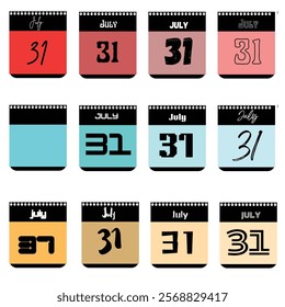 July 31st Calendar Designs: A Collection of Typographic Variations