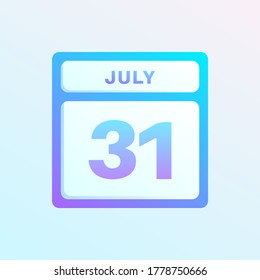 July 31st date on a single day calendar page.