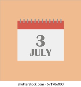 July 3.Calendar icon.