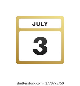 3 de julio en una página de calendario de un solo día.