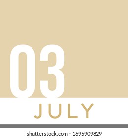 3 de julio Color neutro del calendario mínimo. Ilustración del vector