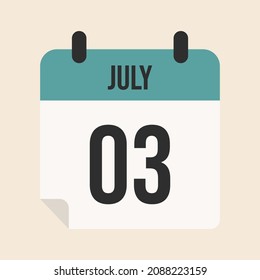 July 3st calendar page, vector