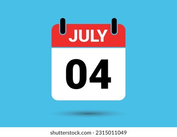 July 4 Calendar Date Flat Icon Day 4 Vector Illustration