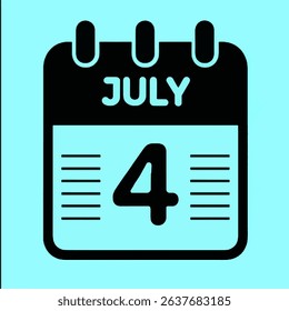 July 4 calendar icon. Independence Day concept.