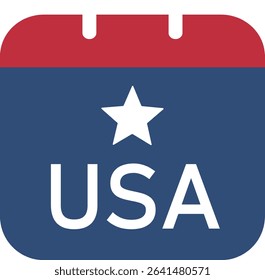 July 4 Calendar Icon Isolated.
4th of july calendar flat vector illustration.
Independence day element.
Transparent background.
