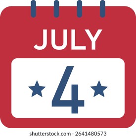 July 4 Calendar Icon Isolated.
4th of july calendar flat vector illustration.
Independence day element.
Transparent background.