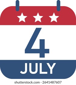 July 4 Calendar Icon Isolated.
4th of july calendar flat vector illustration.
Independence day element.
Transparent background.