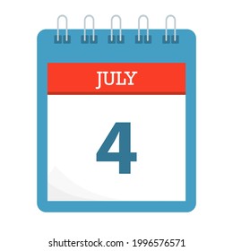 4 de julio - Icono de calendario - Plantilla de calendario - Ilustración de vector de negocio. 