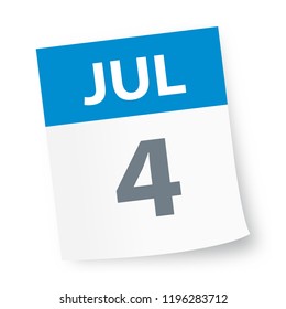 July 4 - Calendar Icon - Vector Illustration