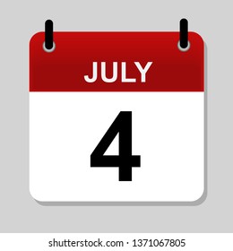 July 4 , calendar icon vector illustration