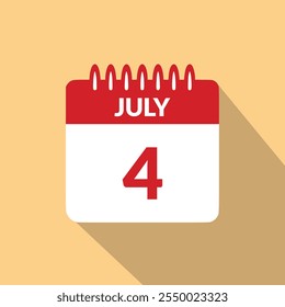 July 4 Calendar icon vector illustration.