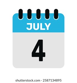 july 4 calendar icon Vector page month design illustration