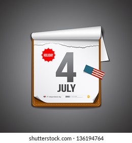 july 4 calendar, independence day american paper design. vector illustration