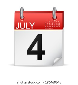 july 4 calendar, independence day. vector illustration