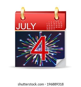 july 4 calendar, independence day. vector illustration