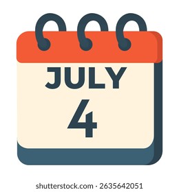 July 4 calendar vector on white background
Vector calendar with date