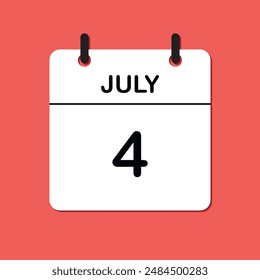 July 4. Daily Calendar icon for design. Simple design for business brochure, flyer, print media, advertisement. Easily editable.