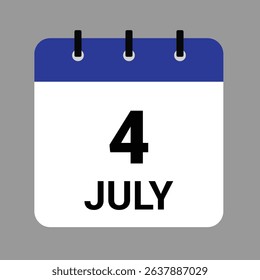 JULY 4 - Daily Calendar Icon - White Background