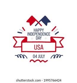 July 4, Happy Independence Day Banner Vector Illustration, US Flag