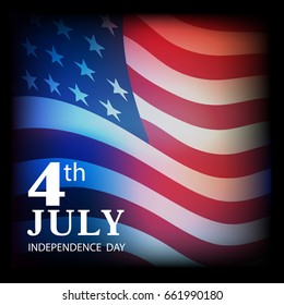 July 4 an Independence Day, the American flag as a background.