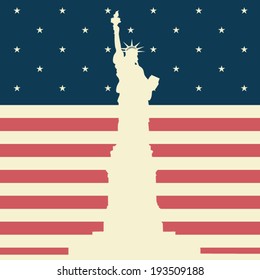 July 4, Independence day (flag USA and statue of Liberty), vector illustration, flat design