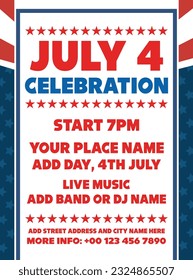 July 4 Independence day party poster flyer social media post design