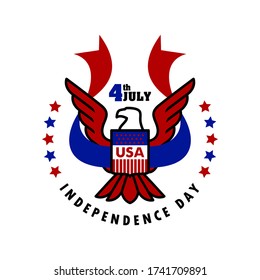 July 4 independence day, United States of America icon, eagle as a symbol of the country - vector