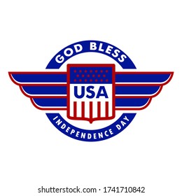 July 4 independence day United States of America, independence day celebration, theme of bird wings - vector