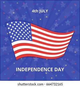 July 4 Independence Day in the United States. Flag of the USA. Vector illustration.
