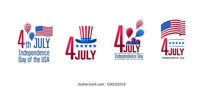 July 4 - Independence Day of the USA. Composition for your design. Eps10 vector template.