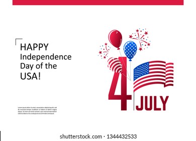 July 4 - Independence Day of the USA. Composition for your design. Eps10 vector template.