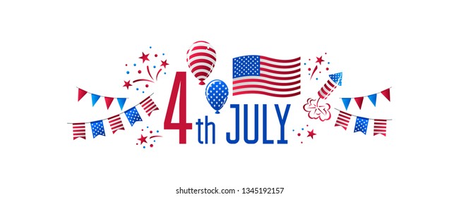 July 4 - Independence Day of the USA. Composition for your design. Eps10 vector template.