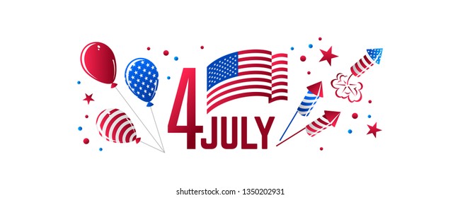 July 4 - Independence Day of the USA. Composition for your design. Eps10 vector template.