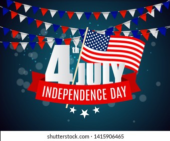 July, 4 Independence Day in USA Background. Can Be Used as Banner or Poster. Vector Illustration EPS10
