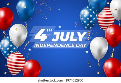 July, 4 Independence Day in USA Background. Can Be Used as Banner or Poster. Vector Illustration EPS10