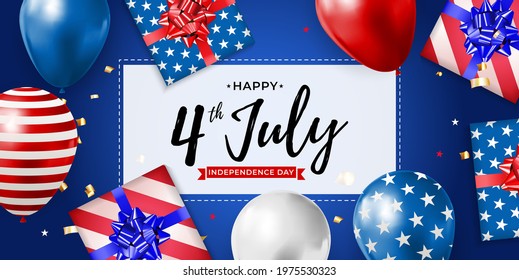 July, 4 Independence Day in USA Background. Can Be Used as Banner or Poster. Vector Illustration EPS10