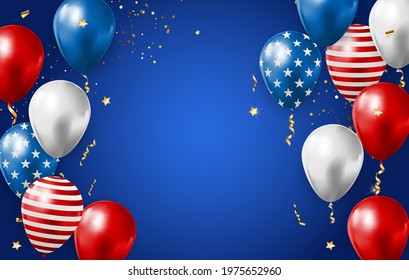 July, 4 Independence Day in USA Background. Can Be Used as Banner or Poster. Vector Illustration EPS10