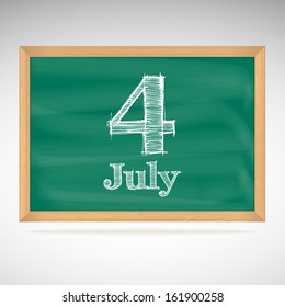 July 4, inscription in chalk on a blackboard, day calendar, school board, date