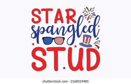 July 4 lettering design illustration.Patriotic rainbow shirt design.  Good for advertising, poster, announcement, invitation, parties, greeting cards, templet.
