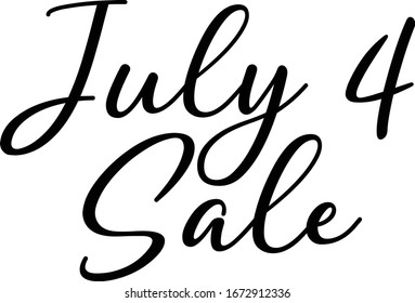 July 4 sale calligraphy letters on white background.