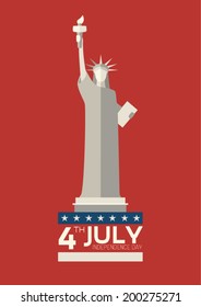 July 4 th, (Statue of Liberty), vector illustration, happy independence day card United States of America, flat design