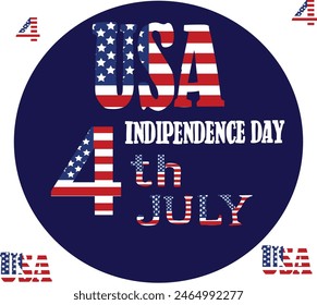 July 4 is usa independece day Vector illustration. 
Good for banner, poster, greeting card, party card, invitation, template, advertising, campaign, and social media. 
