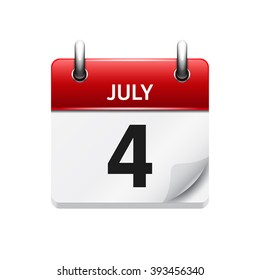 July  4. Vector flat daily calendar icon. Date and time, day, month. Holiday.