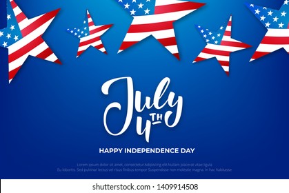 July 4th banner. USA Independence Day background with lettering for sale, discount, advertisement, promotion