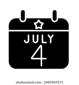 July 4th calendar icon. Blue and red colors with a star. Symbol of Independence Day, national celebration, and American pride.