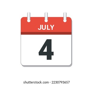 July 4th calendar icon vector. Concept of schedule, business and tasks
